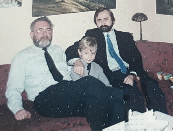 Józef, Piotr i Remigiusz Cynar, wspólna fotografia rodzinna